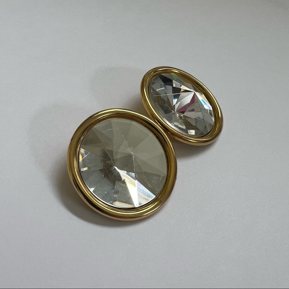 Vintage Sparkling mirror clip earrings excellent condition er2